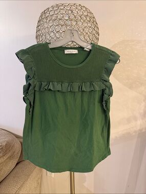 Sandro Olive Green Ruffle Sleeve Top
S